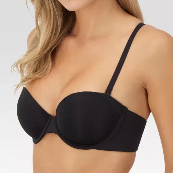 Maidenform Side Smoothing Strapless Underwire Bra 34D Black 6900 NWT - Picture 1 of 8